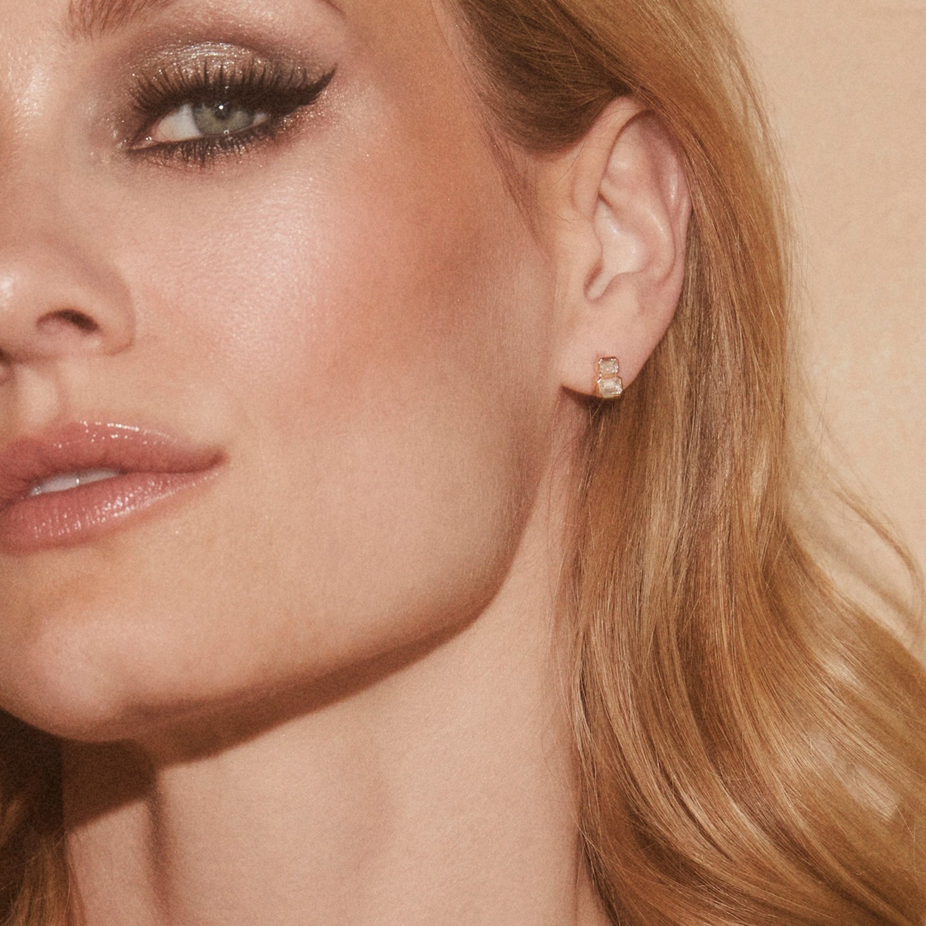 Double Diamond Emerald Cut Earrings