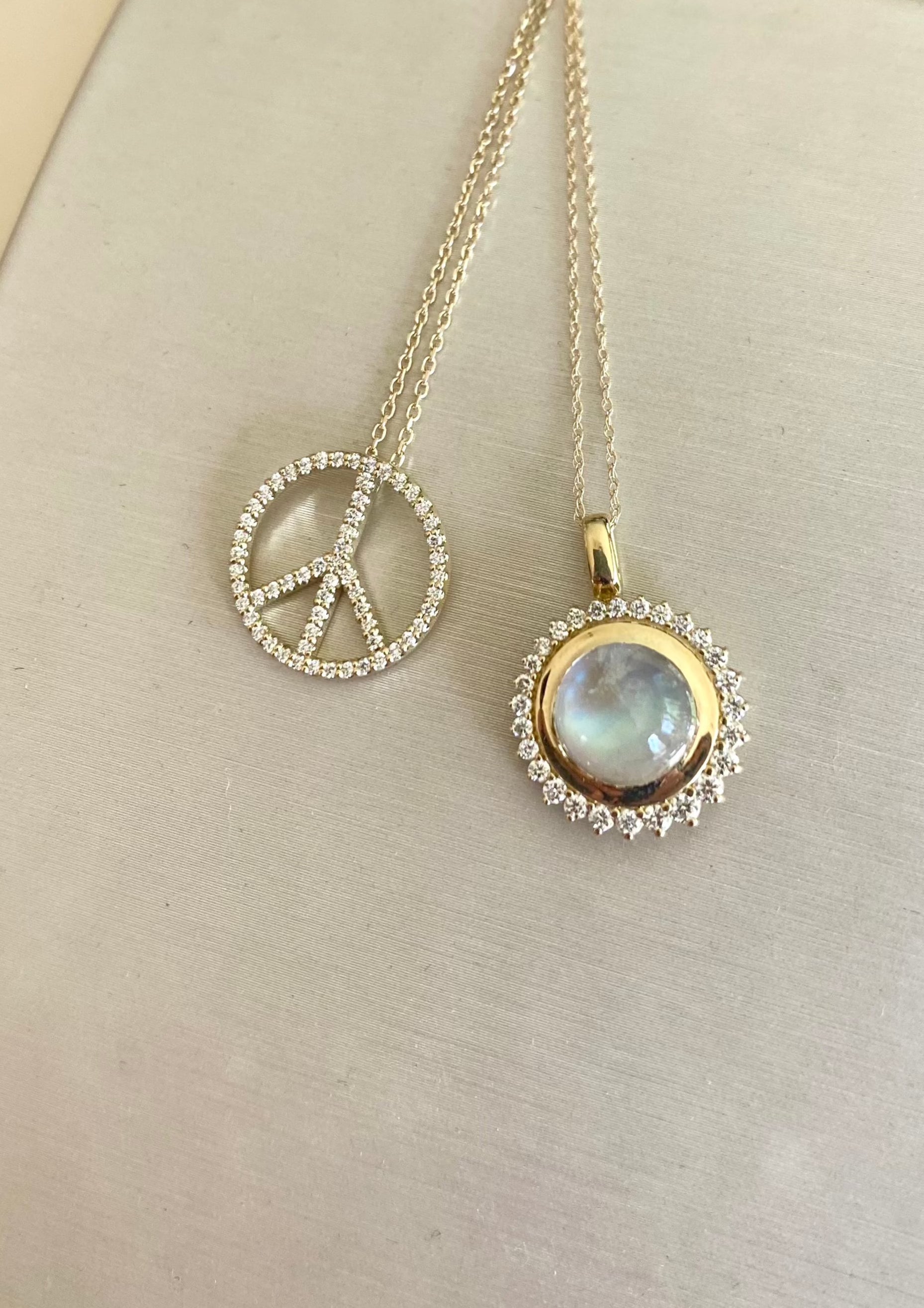 Diamond Pavé Peace Necklace
