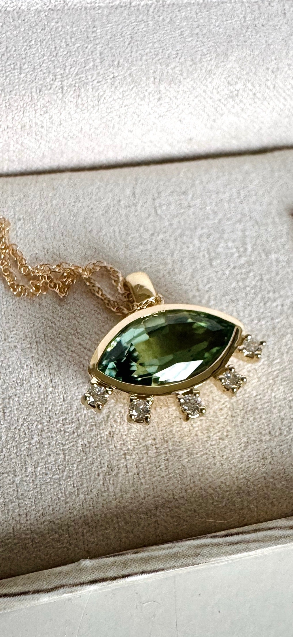 Tourmaline and Diamond Eye Necklace