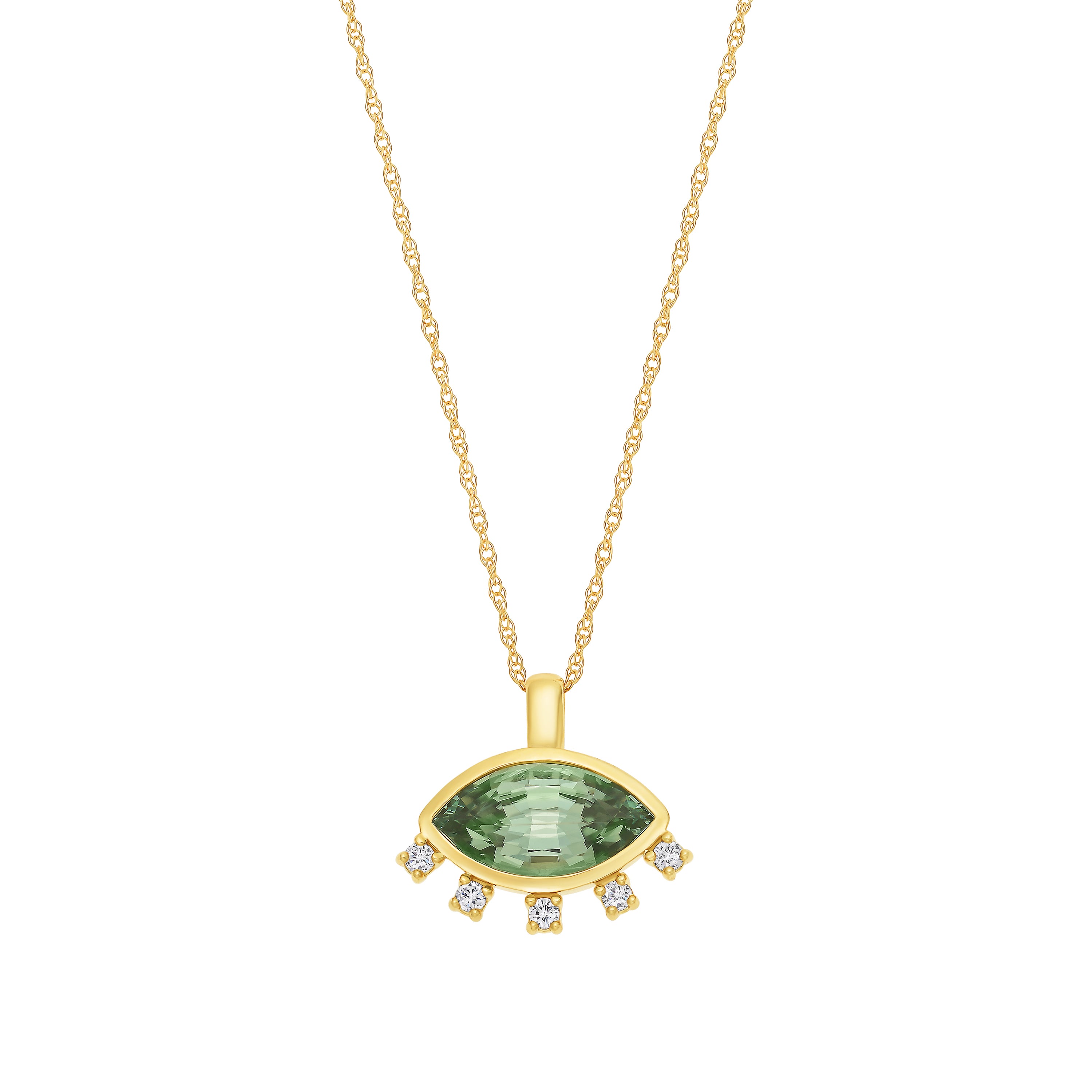 Tourmaline and Diamond Eye Necklace