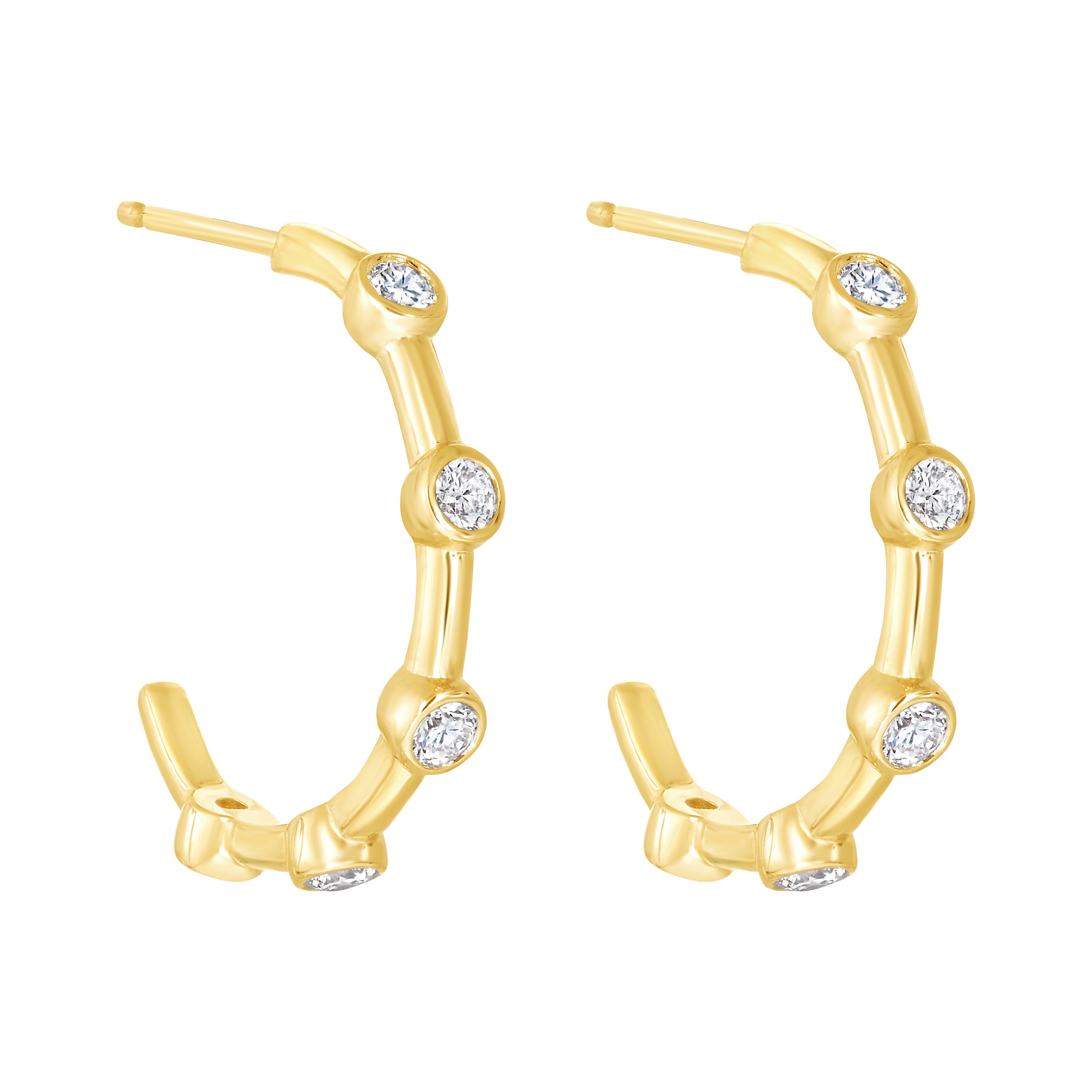 Bezel Set Diamond Hoops