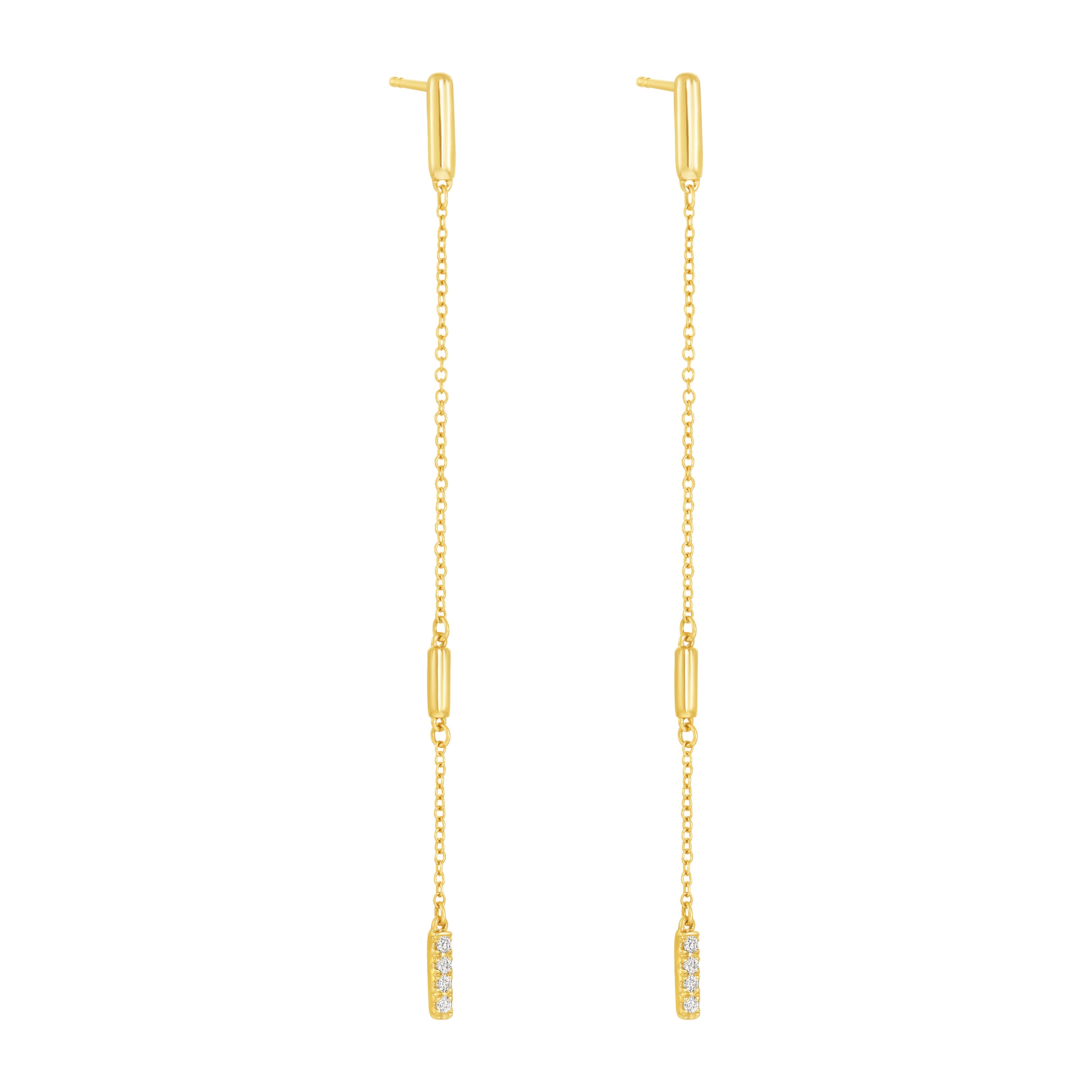 Diamond Bar Dangle Earrings