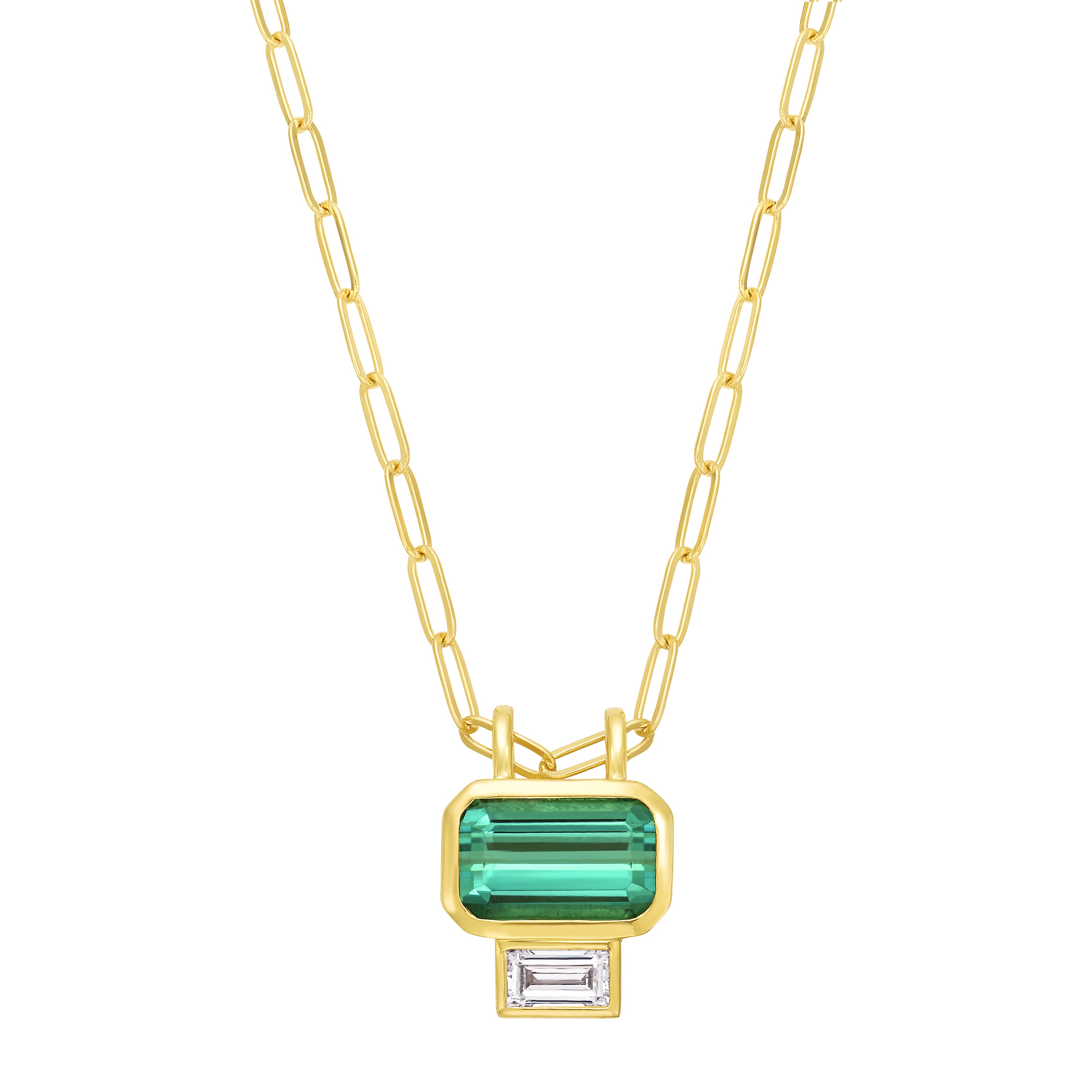 Emerald Tourmaline and Diamond Necklace