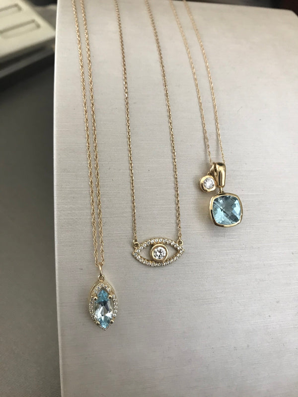 Sky Blue Topaz and Diamond Necklace