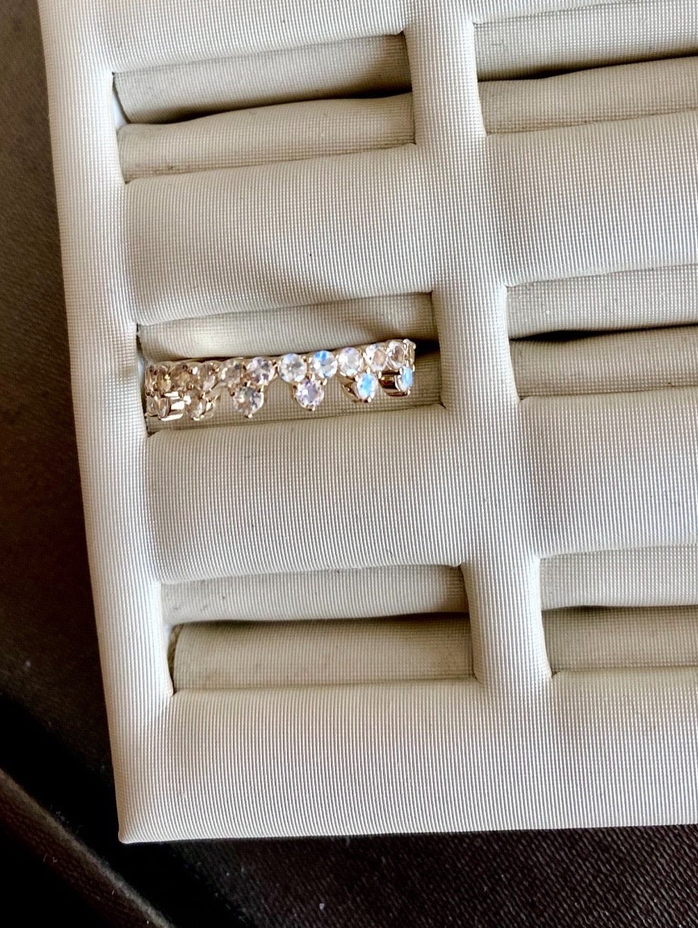 Rainbow Moonstone Crown Ring