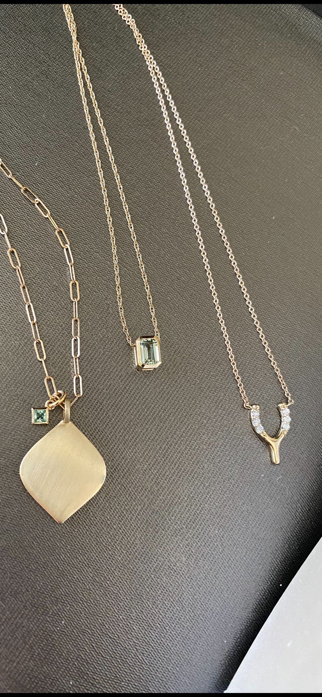 Lotus Petal and Green Sapphire Necklace