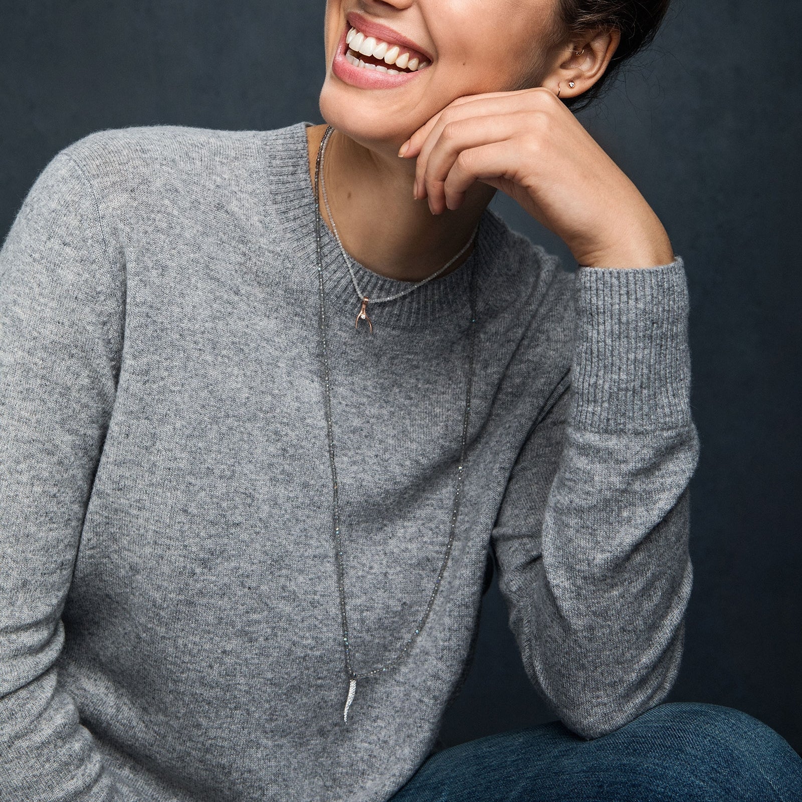 Small Pavé Yak Horn Necklace