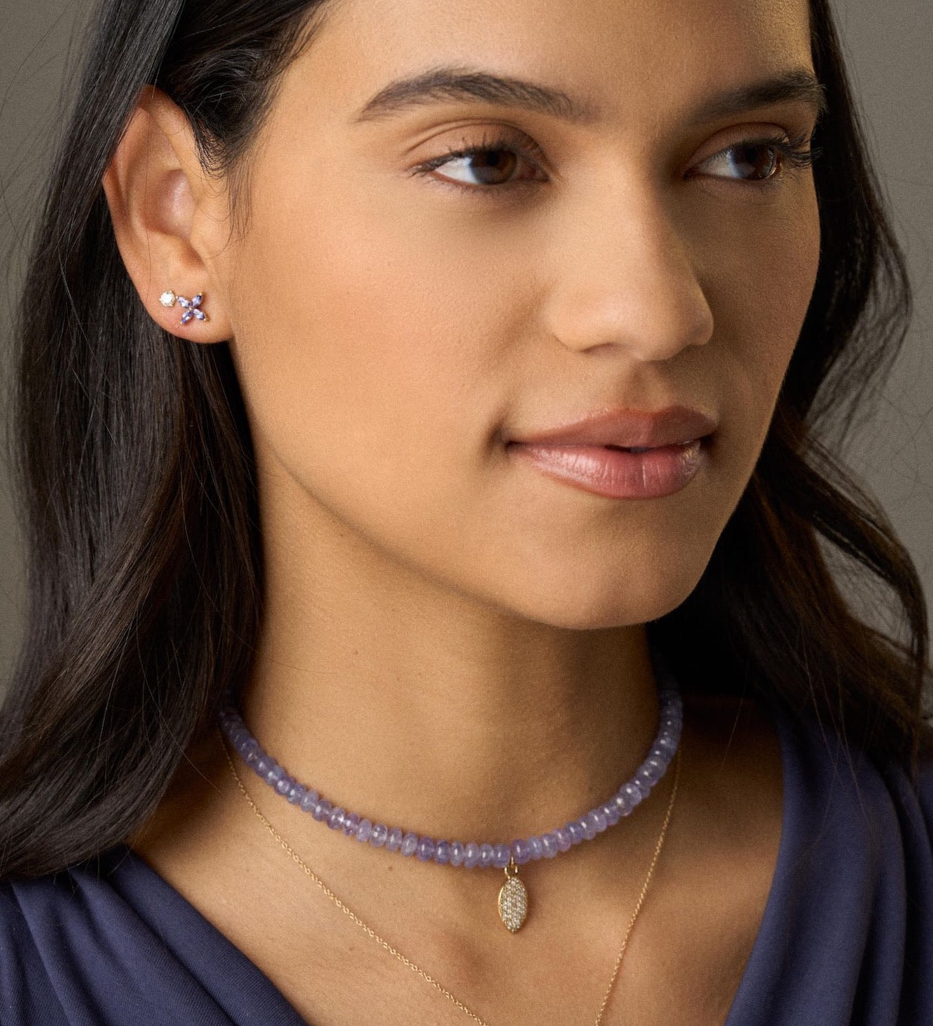 Tanzanite and Diamond Pavé Eye Choker