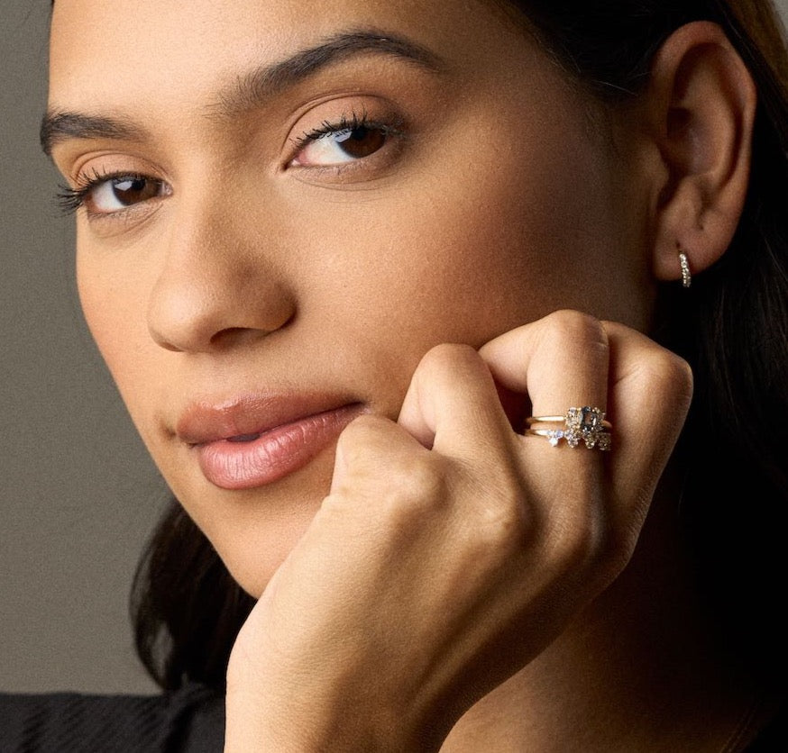 Gray Spinel and Diamond Ring