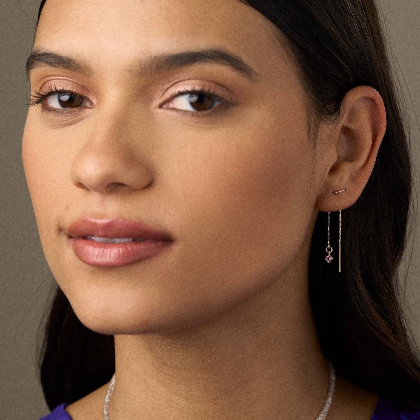 Pink Tourmaline Threader Earrings