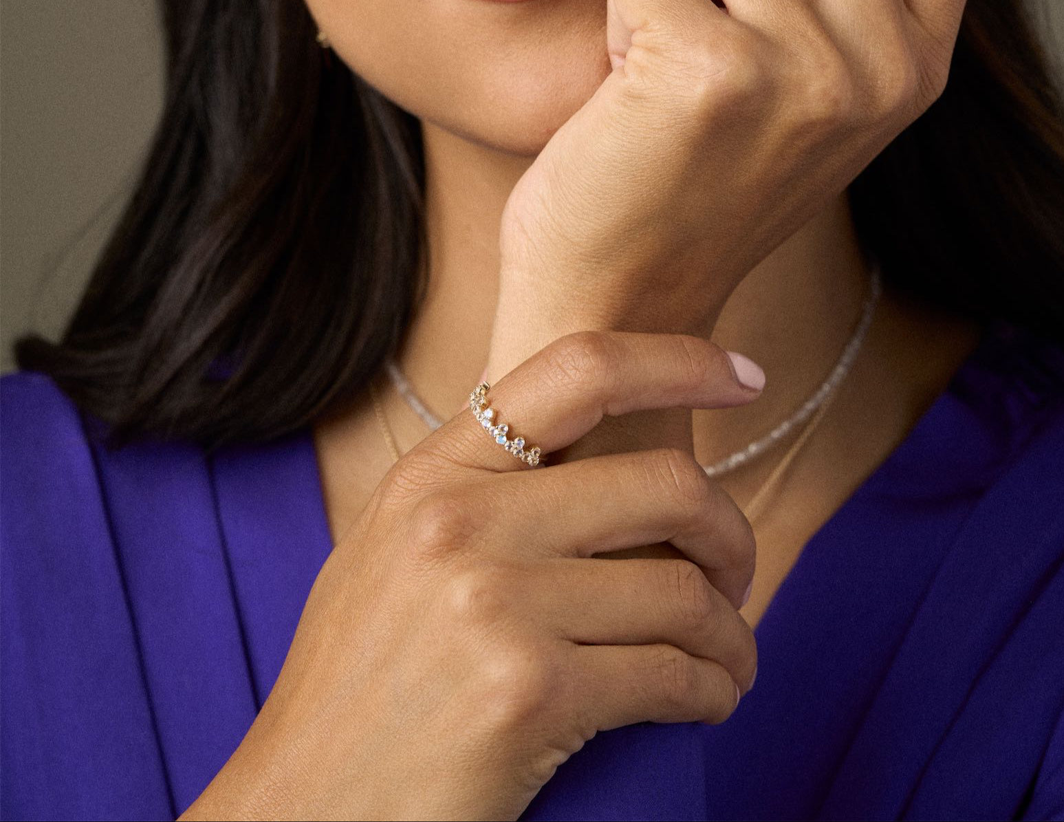 Rainbow Moonstone Crown Ring