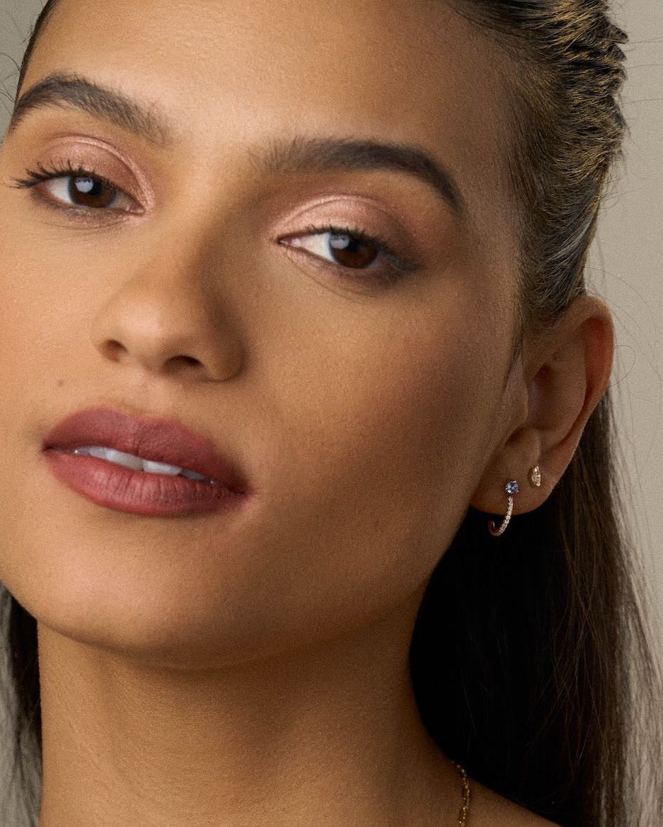 Tanzanite and Diamond Pavé Hoops