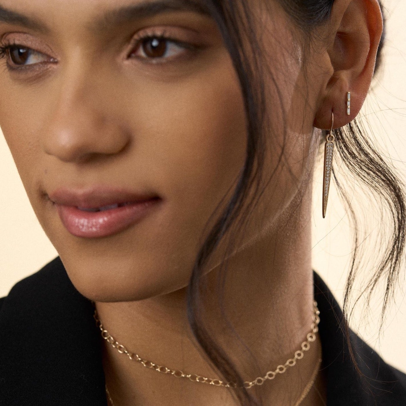 Baguette Diamond Row Earrings