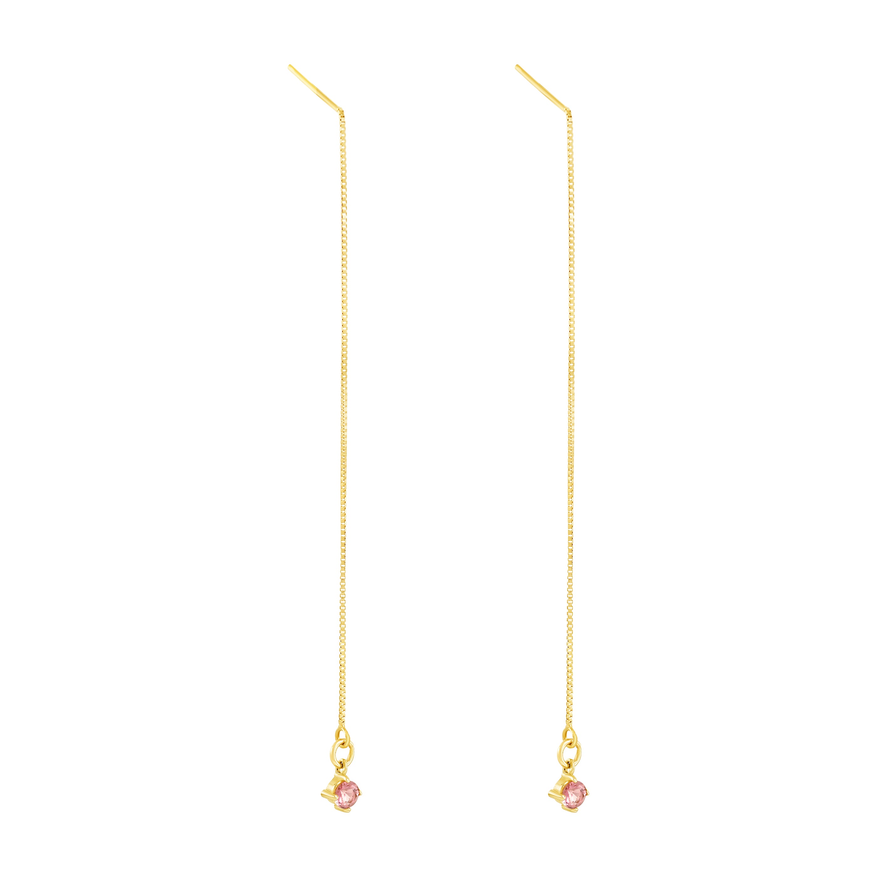 Only a few pairs left of our Pink Tourmaline Threader Earrings