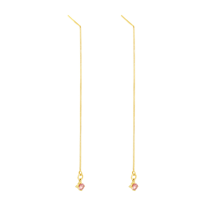 Pink Tourmaline Threader Earrings