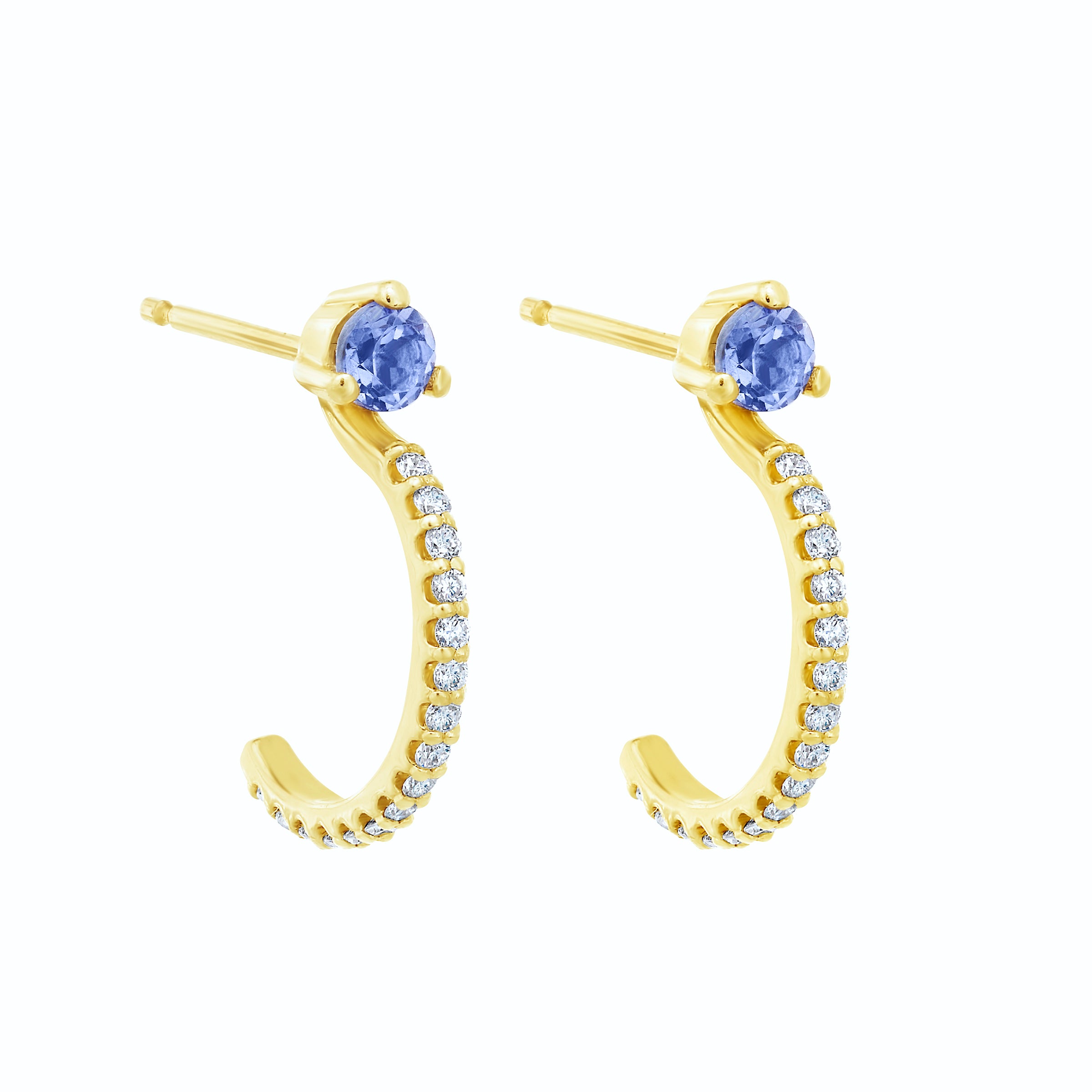 Tanzanite and Diamond Pavé Hoops