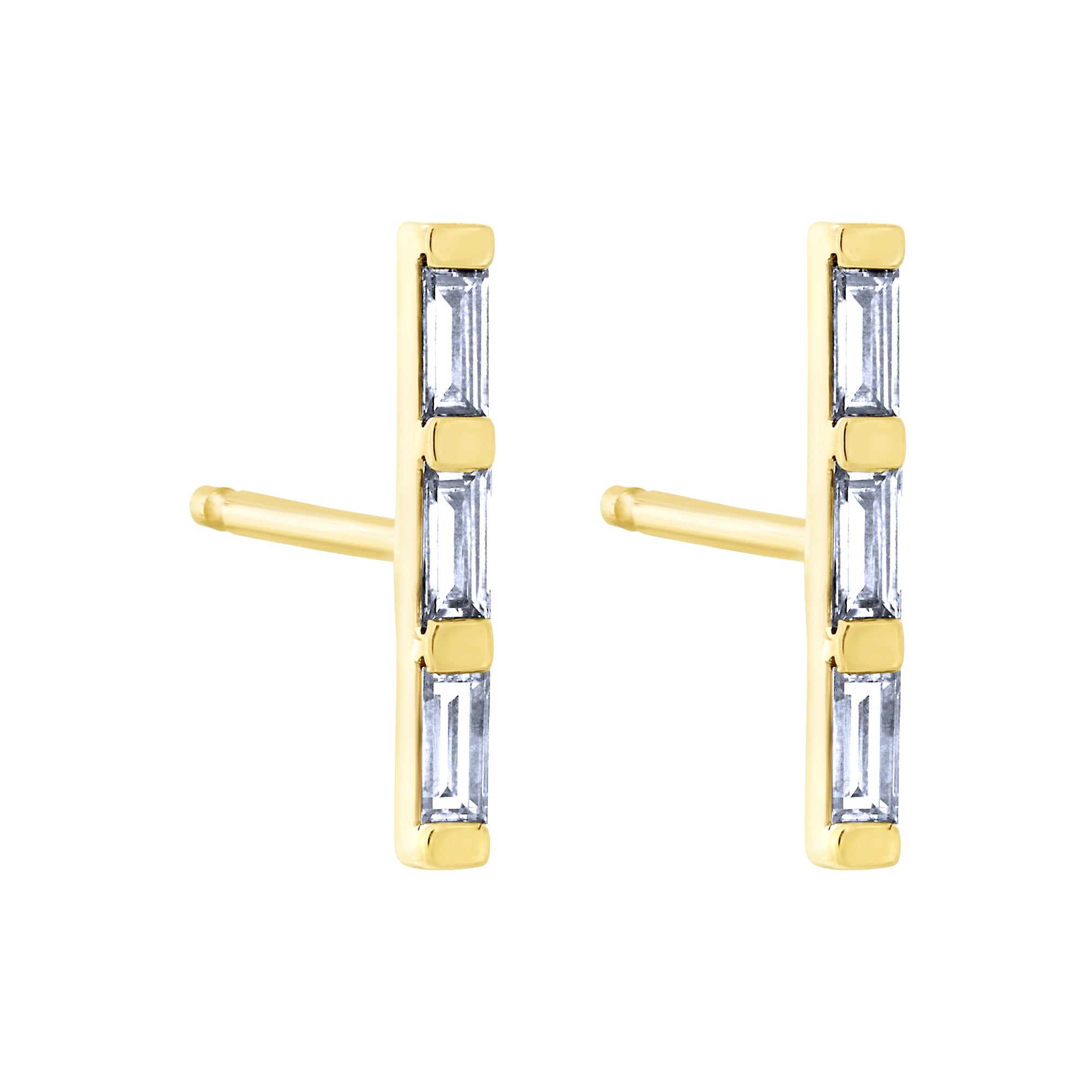Baguette Diamond Row Earrings