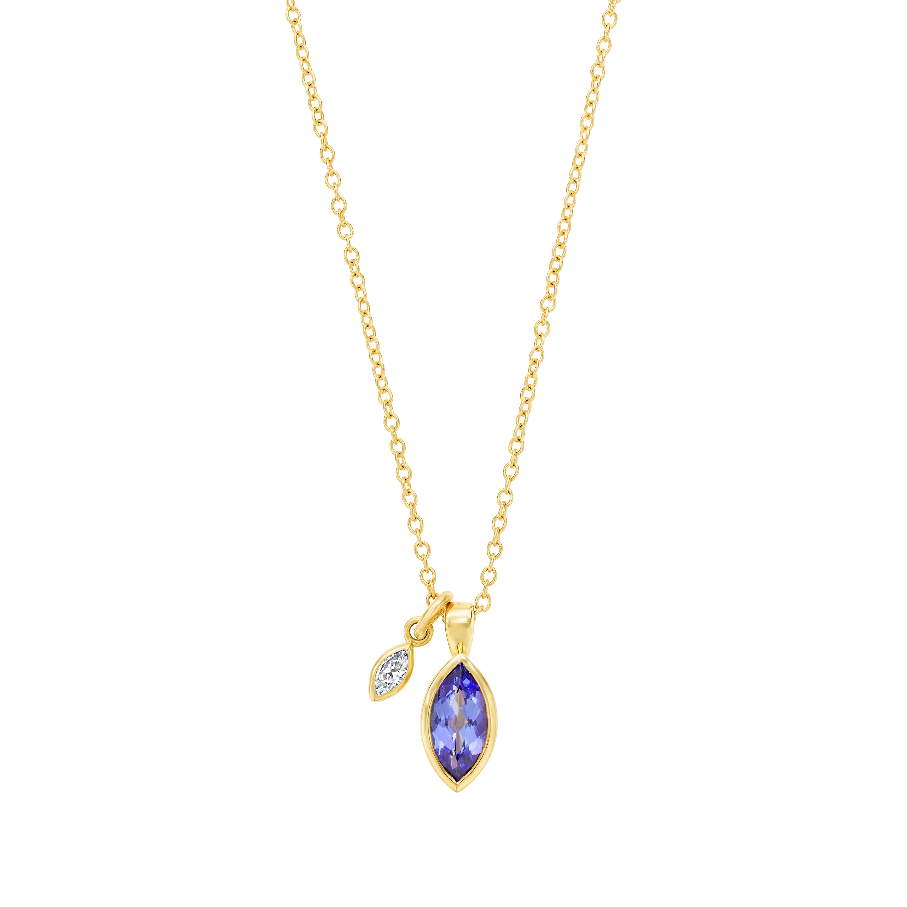 Tanzanite and Diamond Marquis Necklace