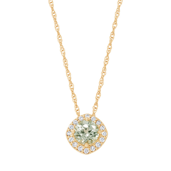 Green Sapphire Diamond Halo Necklace