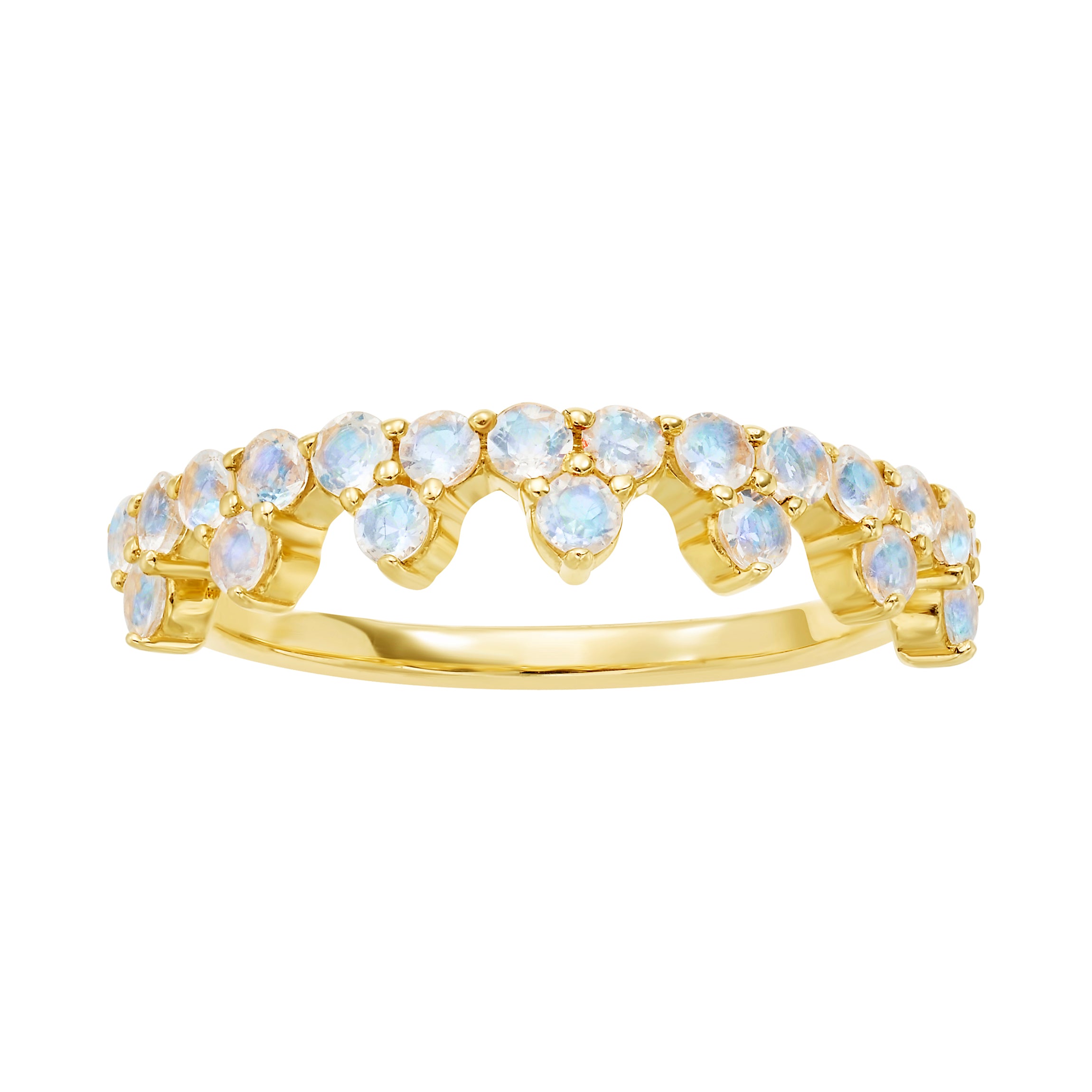 Rainbow Moonstone Crown Ring