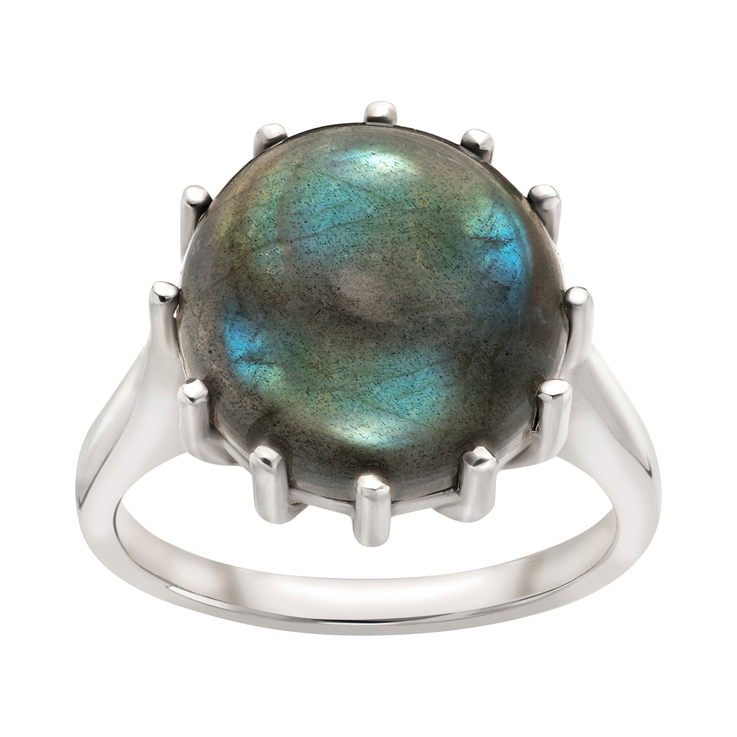 Twelve Prong Labradorite Ring