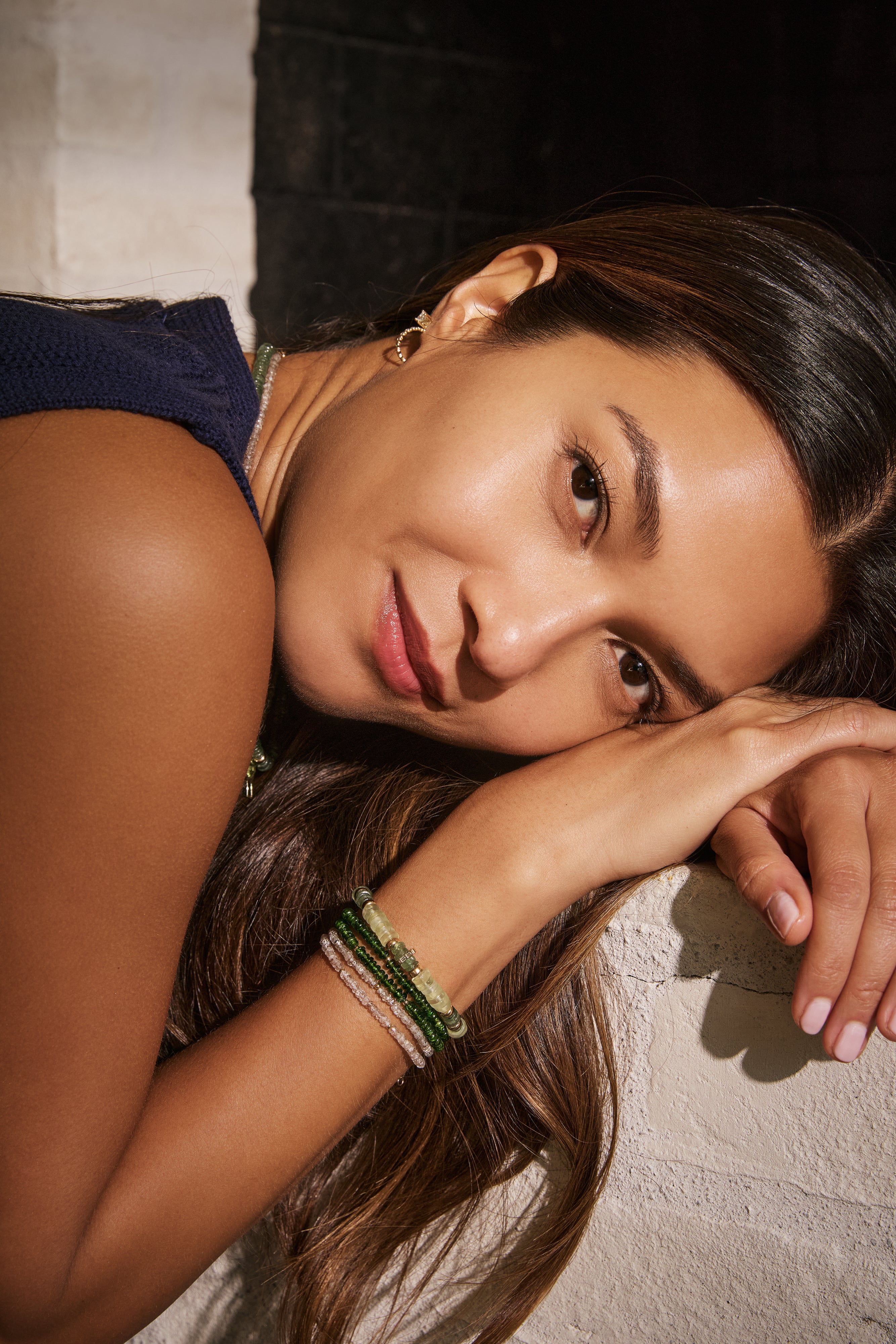 Double Wrap Bracelet in Chrome Diopside