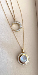 Diamond Pavé Crescent Moon Necklace