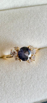 Midnight Spinel and Diamond Ring