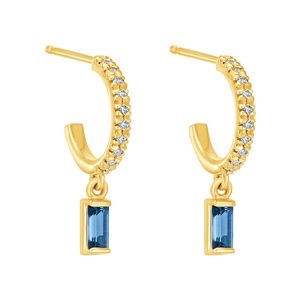 London Blue Topaz Diamond Hoop Earrings