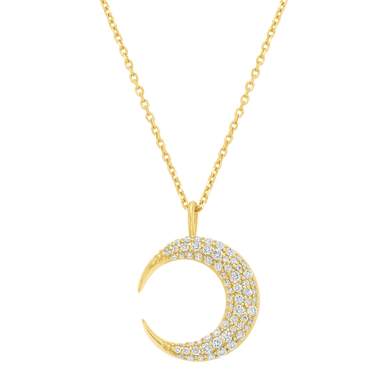 Diamond Pavé Crescent Moon Necklace