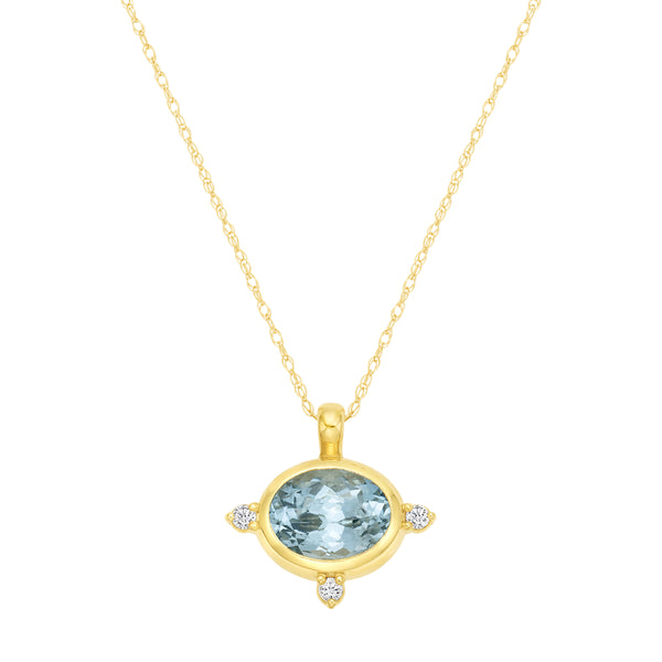 Aquamarine Oval and Diamond Necklace