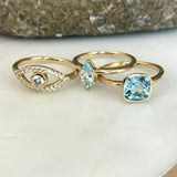 Sky Blue Topaz Marquis Prong Ring