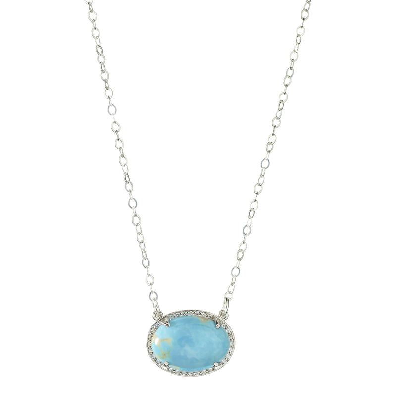 Turquoise Diamond Halo Necklace
