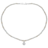 Diamond Pavé Lotus Seed Necklace in White Gold