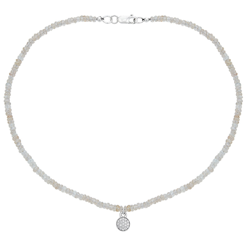 Diamond Pavé Lotus Seed Necklace in White Gold