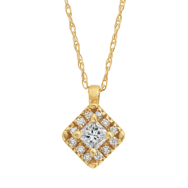 Princess Diamond Halo Necklace