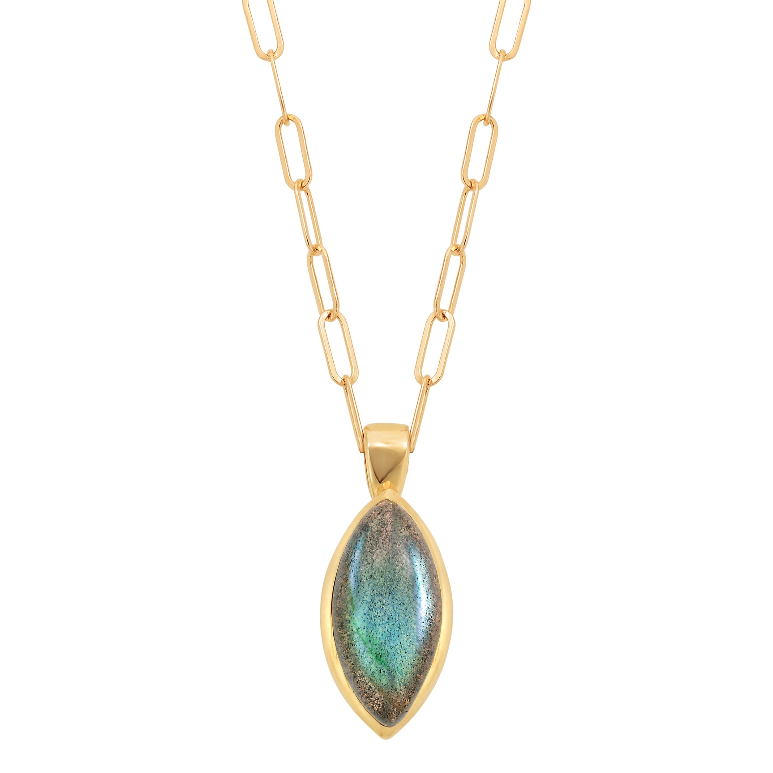 Labradorite Marquis Bezel Necklace