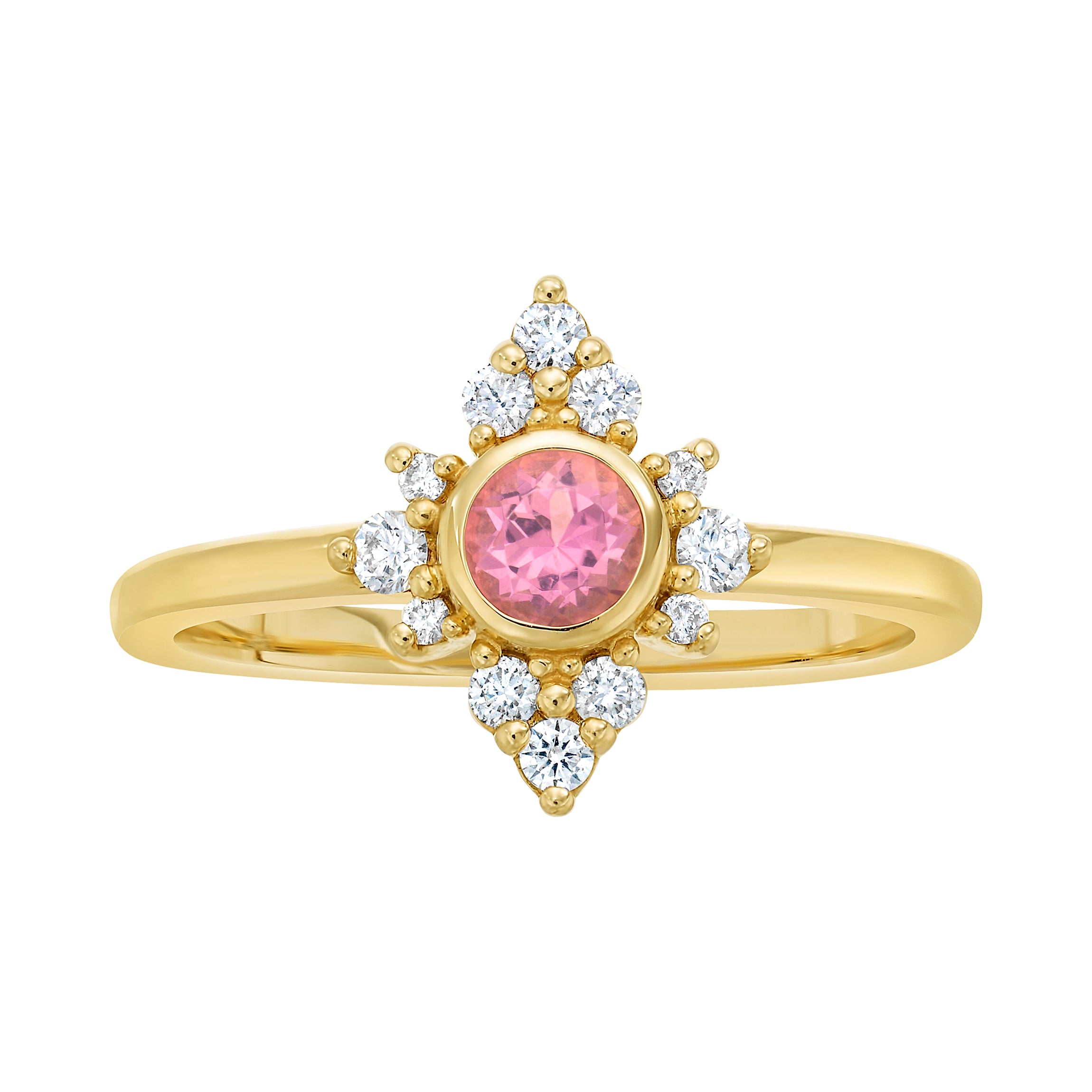 Diamond Halo Tourmaline Ring
