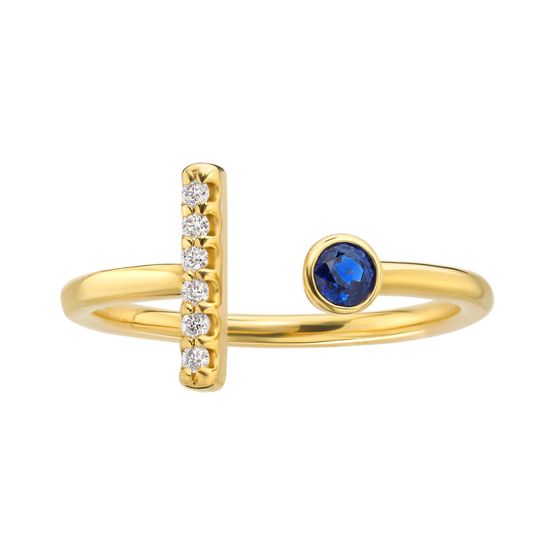 Sapphire and Diamond Pavé Bar Ring